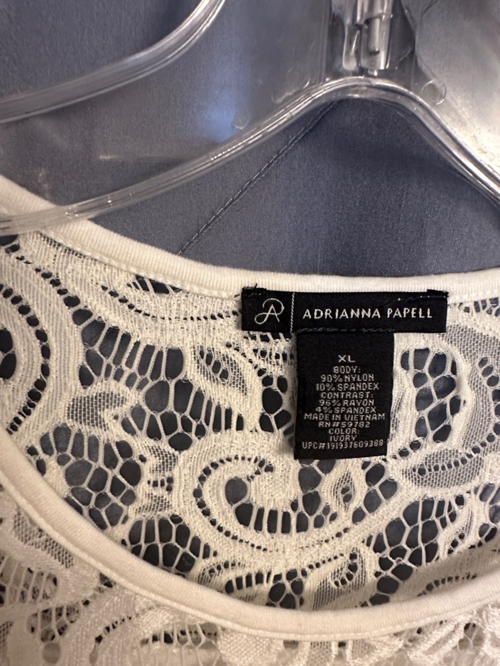 Adrianna Papell Ivory Lace Sleeveless Tank XL - Picture 5 of 5